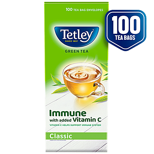 Tetley Green Tea immune With Added Vitamin C - Classic, 130 g (100 Bags x 1.3 g each) 