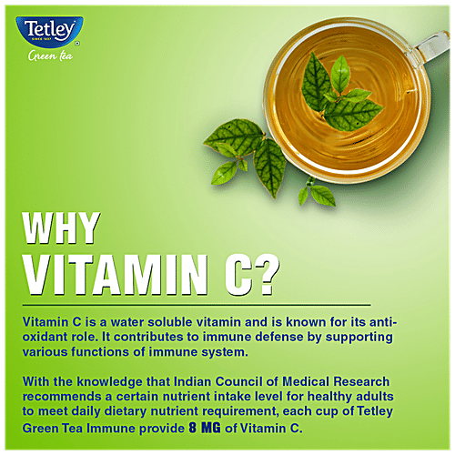 Tetley Green Tea immune With Added Vitamin C - Classic, 130 g (100 Bags x 1.3 g each) 