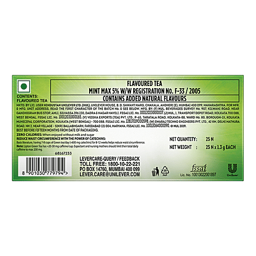 Lipton Mint Burst Green Tea, 32.5 g (25 Bags x 1.3 g each)