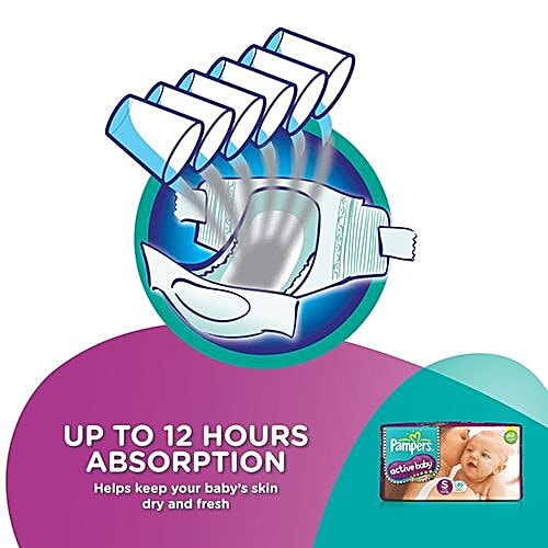 Pampers  Active Baby Small (3-8 kg) - 46 Diapers, 46 pcs  