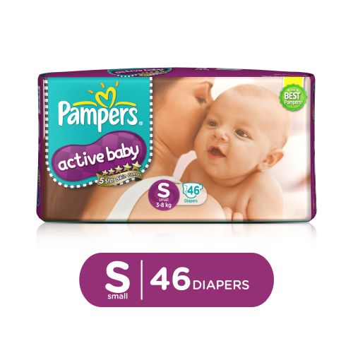 Buy Pampers Active Baby Diapers - Small (3-8 Kg) 46 pcs ...