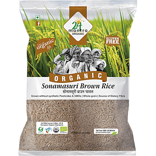 24 Mantra Organic Rice/Biyyam - Sonamasuri Brown, 5 kg Pouch 
