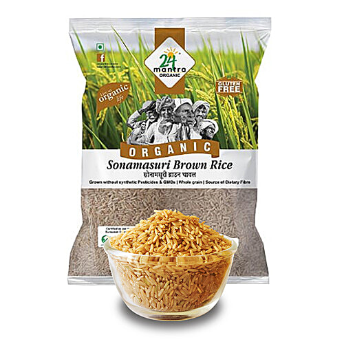 24 Mantra Organic Rice/Biyyam - Sonamasuri Brown, 5 kg Pouch 