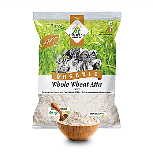 24 Mantra Organic Whole Wheat Atta, 5 kg Pouch 