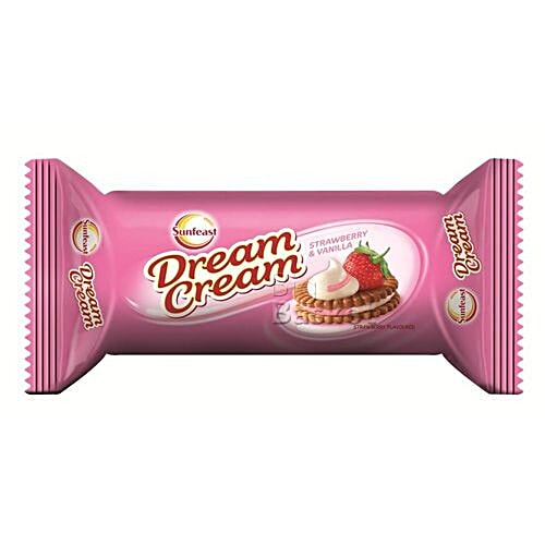Buy Sunfeast Dream Cream Strawberry Vanilla 60 Gm Pouch Online at the