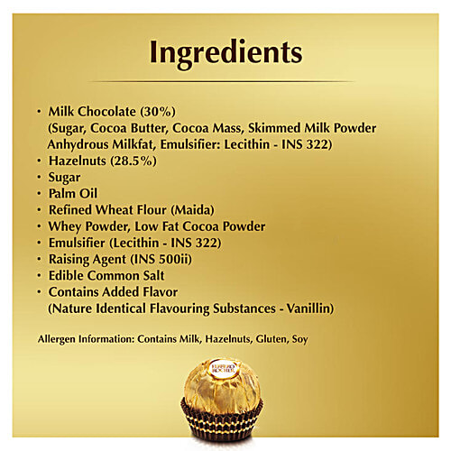 Ferrero Rocher Hazelnut & Milk Chocolate Gift Pack, 50 g (4 pcs) 