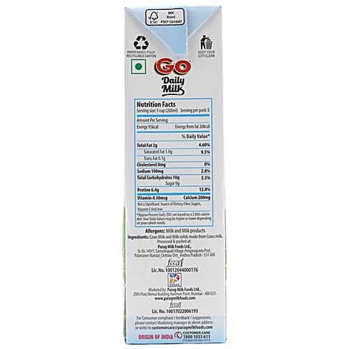 Buy Go Milk Double Toned 1 Lt Carton Online at the Best Price bigbasket