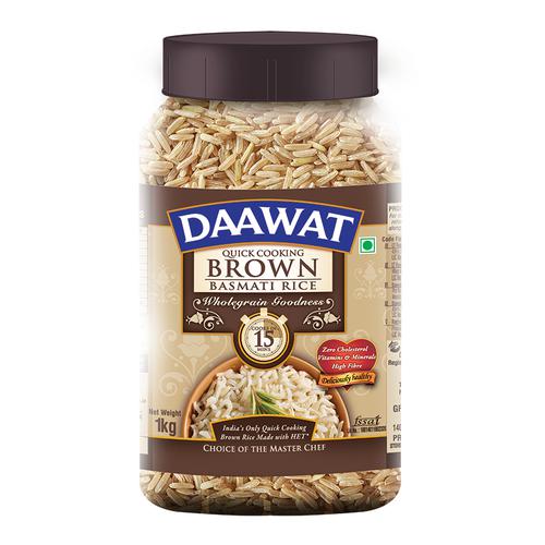 Daawat  Basmati Rice/Basmati Akki - Brown (Quick Cooking), 1 kg Jar Zero Cholesterol & Zero Trans Fat