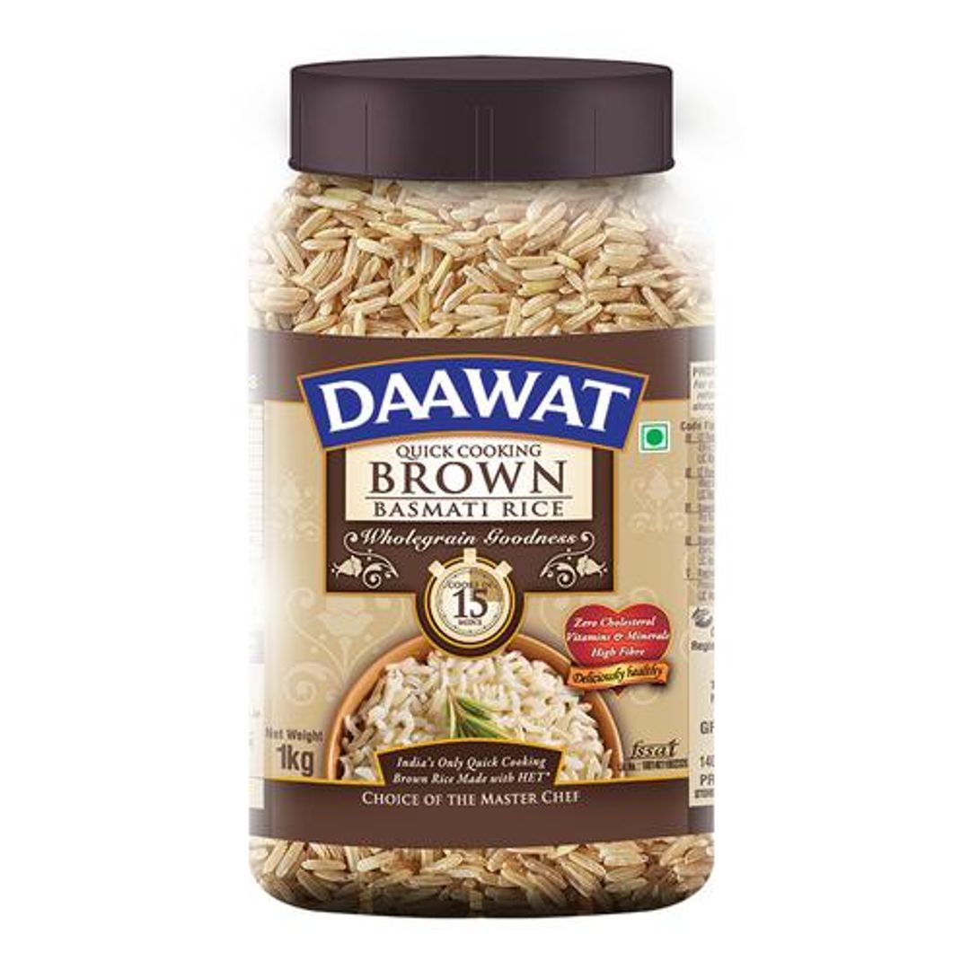 Daawat Basmati Rice/Basmati Akki - Brown (Quick Cooking), 1 kg Jar