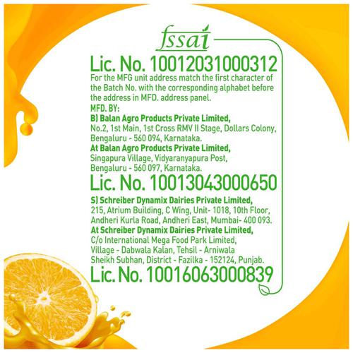 B Natural Orange Juice - Rich In Fibre, Vitamin C & E, 100% Indian Fruit & 0% Concentrate, 1 L Carton 
