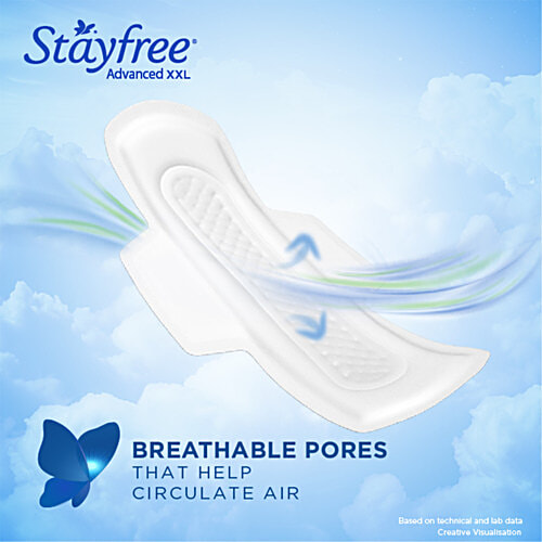STAYFREE Sanitary Pads - Advanced Xl Soft Ultra-Thin, with Wings, 28 pcs Odour Control, Soft Touch Cover