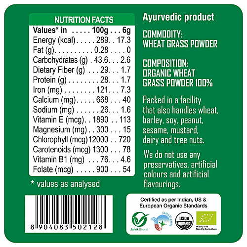 24 Mantra Organic Wheat Grass Powder, 100 g Carton 