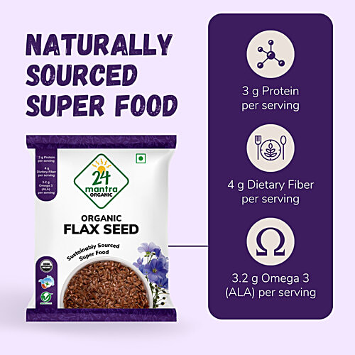 24 Mantra Organic Flax Seeds, 200 g Pouch Gluten Free