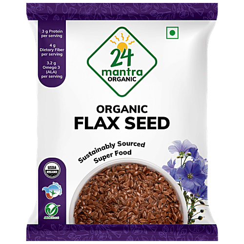 24 Mantra Organic Flax Seeds, 200 g Pouch Gluten Free