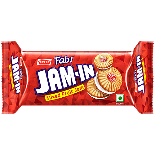 Parle Fab Jam-In Cream Biscuits, 50 g Pouch Zero Trans Fat