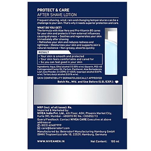 Nivea Protect & Care After Shave Lotion, 100 ml  Refreshes & Protects Skin