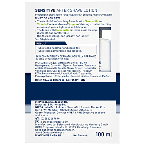 Buy Nivea After Shave Lotion Sensitive For Men 100 Ml Bottle Online At Best Price of Rs 199.20