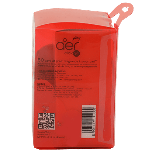 Godrej Aer Click Gel Car Vent Air Freshener Kit - Petal Crush Pink, 10 g Lasts 60 Days, Rub & Sniff