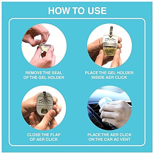 Godrej Aer Click Gel - Car Air Freshener Refill, Cool Surf Blue, 10 g  