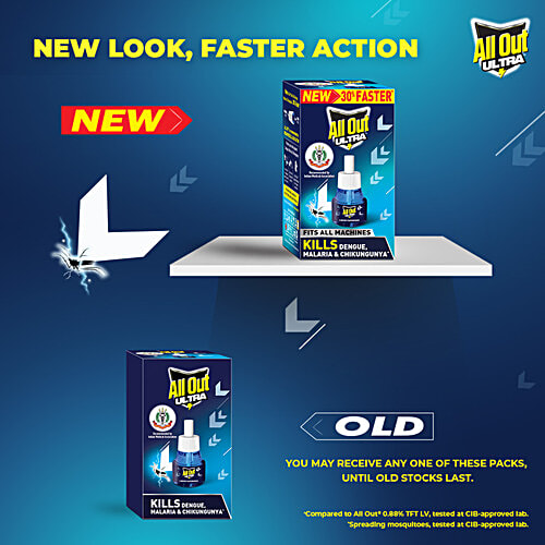 All Out Ultra Liquid Vaporizer Mosquito Repellent Refill - Kills Dengue, Malaria, & Chikungunya Mosquitoes, 45 ml  Kills Dengue, Malaria, Chikungunya
 Recommended by Indian Medical Association