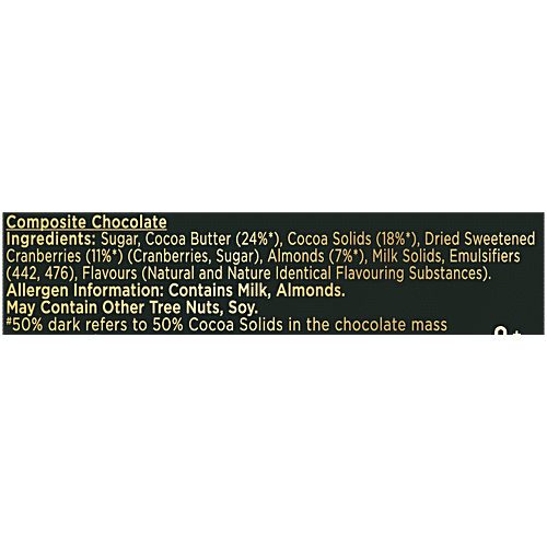 Cadbury Bournville Cranberry 50% Dark Chocolate Bar, 78 g  