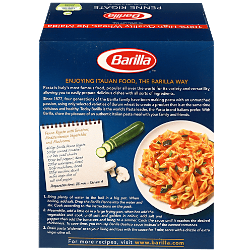 Barilla Durum Wheat Pasta - Penne Rigate, 500 g Carton 