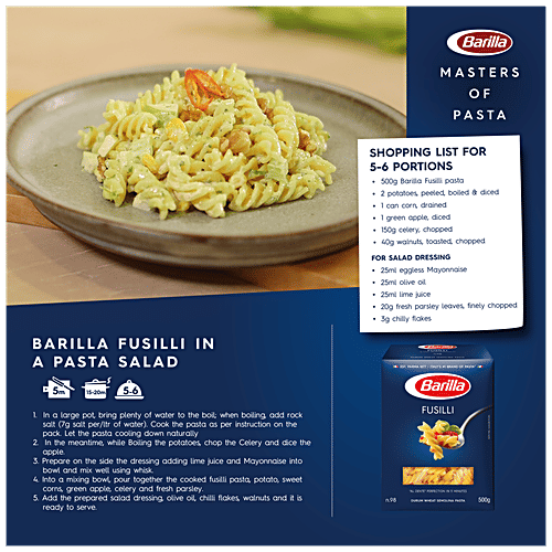 Barilla Durum Wheat Pasta - Fusilli, 500 g Carton 