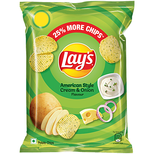 Lay's American Style Cream & Onion Potato Chips, 48 g Pouch 