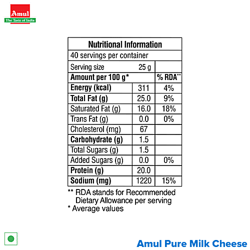 Buy Amul Processed Cheese Block 1 kg Carton Online at Best Price of