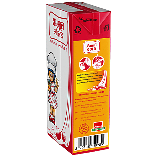 Amul Gold Homogenised Standardised Milk, 1 L  
