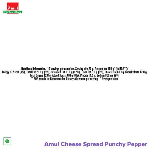 Buy Amul Cheese Spread Punchy Pepper 200 gm Box Online at Best Price
