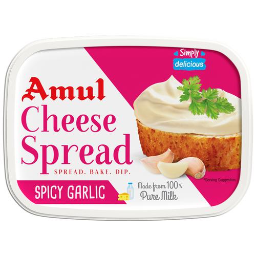 Amul Processed Cheese Spread - Spicy Garlic, Made from 100% Pure Milk, 200 g Tub Zero Added Sugar