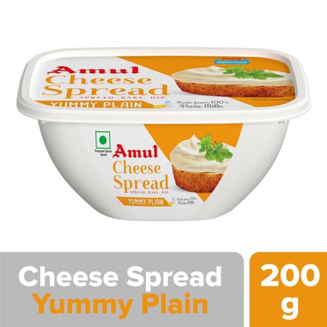 Amul Processed Cheese Spread - Yummy Plain, Made from 100% Pure Milk, 200 g Tub
