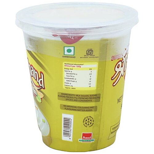 Buy Amul Shrikhand Badam Pista 500 Gm Cup Online At Best Price of Rs