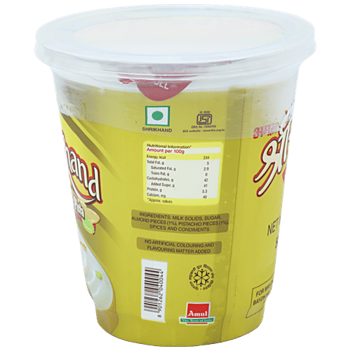 Amul Badam Pista Shrikhand, 500 g Cup No Artificial Flavouring & Colouring Added