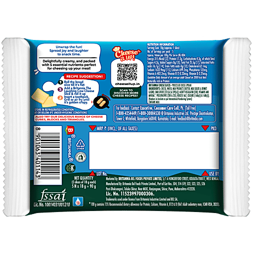 Buy Britannia Cheese Slice Processed Cheddar 100 Gm Pouch Online at the