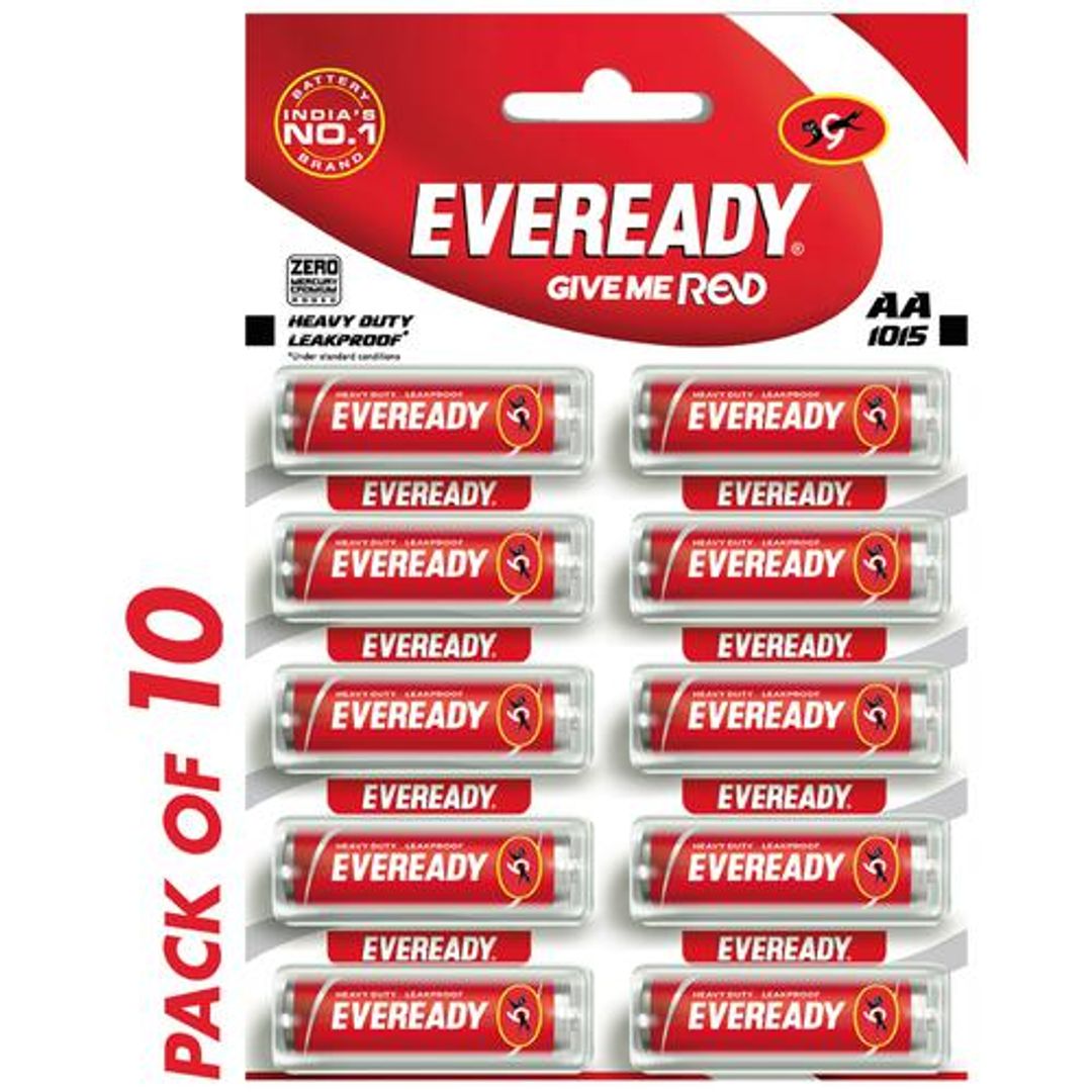 Eveready Carbon Zinc Battery Red HD AA 1015, 10 pcs 