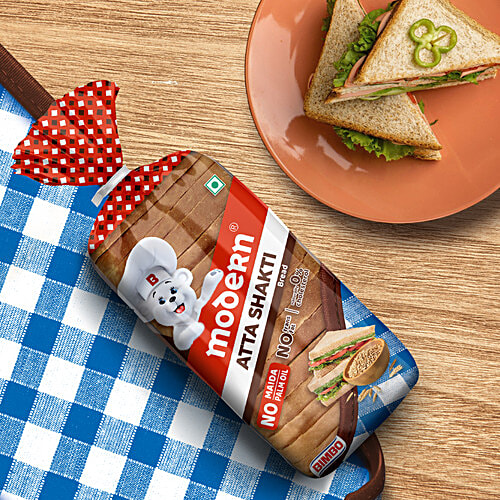 MODERN Atta Shakti- Zero Maida Bread, No Trans-Fat, 400 g Naturally Zero Cholesterol, Zero Trans Fat