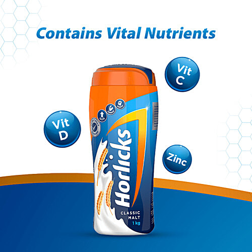 Horlicks Health & Nutrition Drink - Classic Malt, 1 kg Jar 