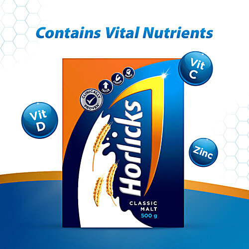 Horlicks Health & Nutrition Drink - Classic Malt, 500 g Carton 