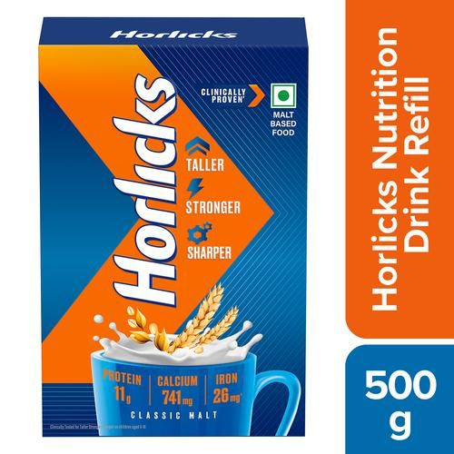 Horlicks Horlicks Nutrition Drink, 500 g Refill Carton Contains Vital Nutrients