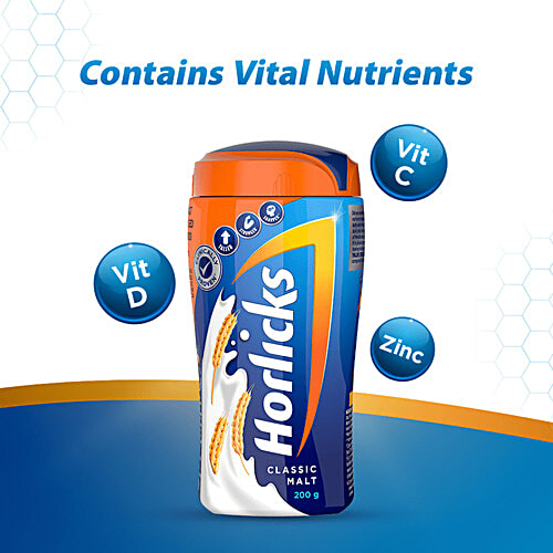 Horlicks Health & Nutrition Drink - Classic Malt, 200 g Jar 