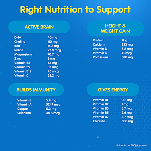 Junior Horlicks Nutrition Drink - Vanilla Flavour, 2 To 6 Y, 500 g Carton For Immunity, Nutrients For Brain Development, , Nutrition for Toddlers & Young Kids For Supporting Growth
