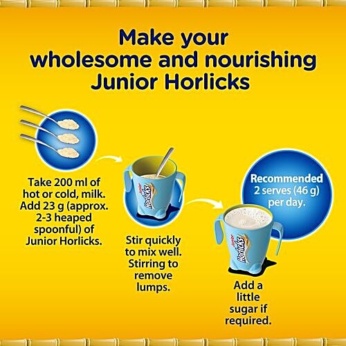 Horlicks Junior Nutrition Drink - Original Flavour, Stage 2, 4-6 Years, 500 g Carton With DHA & Nutrients, For Brain Development
