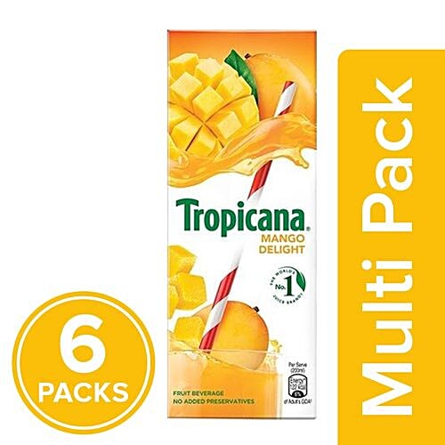Tropicana Fruit Juice - Mango Delight, 6x200 ml Multipack 