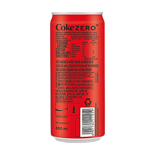 Coca-Cola Coke Zero Soft Drink - No Sugar, 6x300 ml (Multipack) 