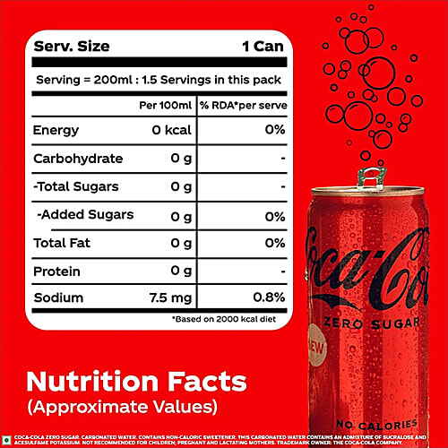 Coca-Cola Coke Zero Soft Drink - No Sugar, 6x300 ml (Multipack) 