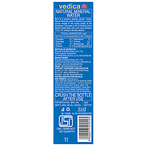 Bisleri  Natural Mountain Water - Vedica, 6x1 L Multi Pack 
