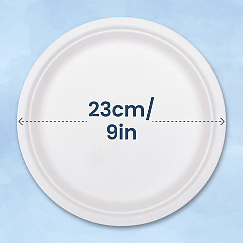 Origami Disposable Printed Poly Coated Paper Plates For Party - 23cm, 50 pcs Pouch Sturdy, Disposable