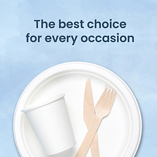 Origami Disposable Printed Poly Coated Paper Plates For Party - 23cm, 50 pcs Pouch Sturdy, Disposable